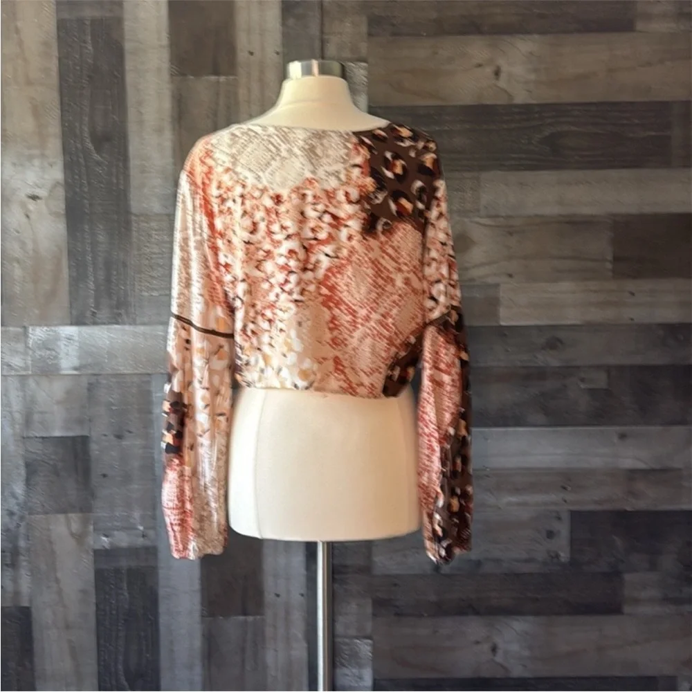 RAGA front tie top medium wanderlust festival boho chic earthtone animal print - Picture 8 of 12